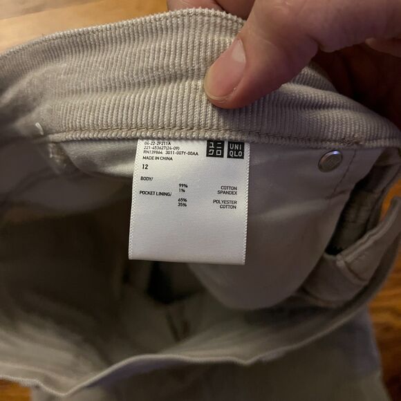 Uniqlo Women's Size 12 Corduroy Slim Flared Pants Light Beige Stretch Academia - Picture 3 of 9